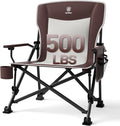 EVER ADVANCED Oversized Folding Camping Chair, for Adults Heavy Duty Lawn Chair with Side Pockets, Portable Collapsible Quad Chair for Outside, Support Up to 500lbs, Red by EVERADVANCED