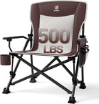 EVER ADVANCED Oversized Folding Camping Chair, for Adults Heavy Duty Lawn Chair with Side Pockets, Portable Collapsible Quad Chair for Outside, Support Up to 500lbs, Red by EVERADVANCED