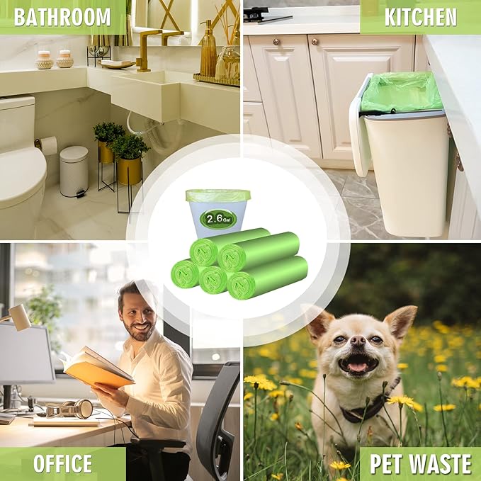 2-2.6 Gallon Trash Bags, Inwaysin Bathroom Garbage Bags, Biodegradable Small - Image 2