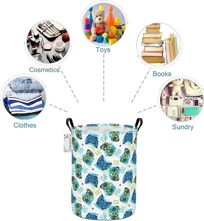 FANKANG Storage Basket, Nursery Hamper Canvas Laundry Basket Foldable - Image 7