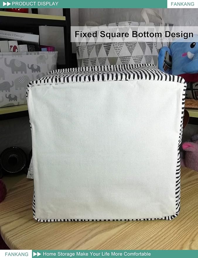FANKANG Square Nursery Hamper Storage Bins Canvas Laundry Basket Foldable - Image 8