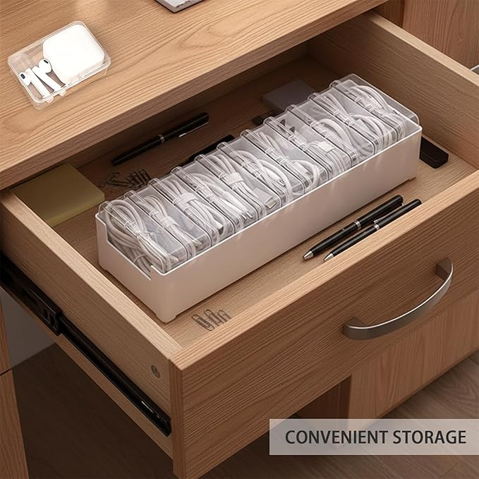 11 Case Cable Storage Box with Cable Straps and Label Stickers, Cord Organizer - Image 4