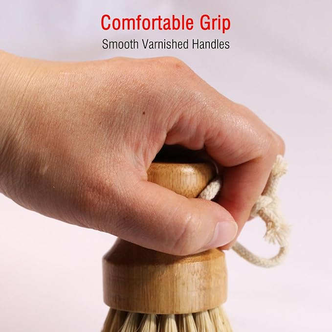Bamboo Vegetable Brush Set, Natural Bristle Dish Brush - Image 6