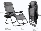 Nazhura Set of 2 Relaxing Recliners Patio Chairs Adjustable Steel Mesh Zero Gravity Lounge Chair Beach Chairs with Pillow and Cup Holder(Grey) - Image 3
