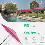JEAREY 7.5FT Patio Umbrella Market Table Umbrella with 6 Sturdy Ribs, Push Button Tilt/Crank Outdoor Umbrella for Garden, Deck, Backyard, Pool and Beach,Rose Pink - Image 5
