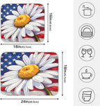 Daisy Flowers and American Flag Dish Drying Mat - Image 2