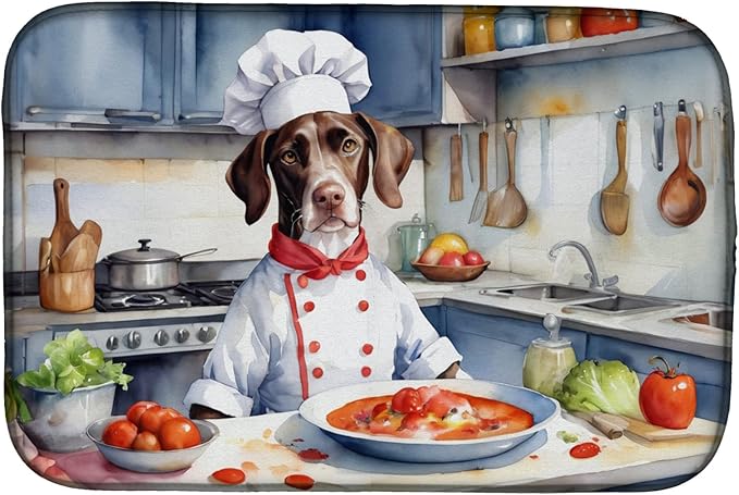 Caroline's Treasures DAC6299DDM Pointer The Chef Dish Drying Mat Absorbent Dish by CarolinesTreasures