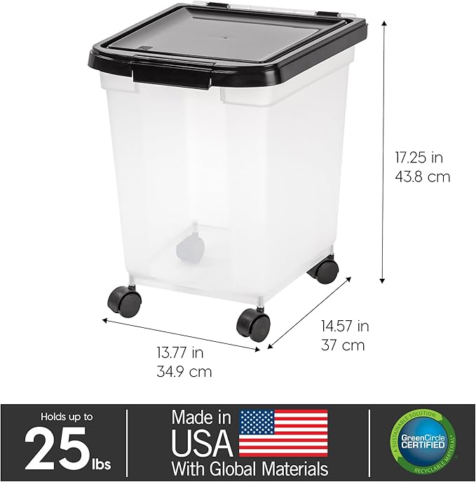 IRIS USA Airtight Dog Food Storage Container, WeatherPro, Removable Wheels - Image 3