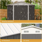 Patiowell 12 x 8 FT Outdoor Storage Shed, Steel Shed Storage House with Design of Lockable Doors, Utility and Tool Storage for Garden, Patio, Backyard, Outside use, Gray - Image 4