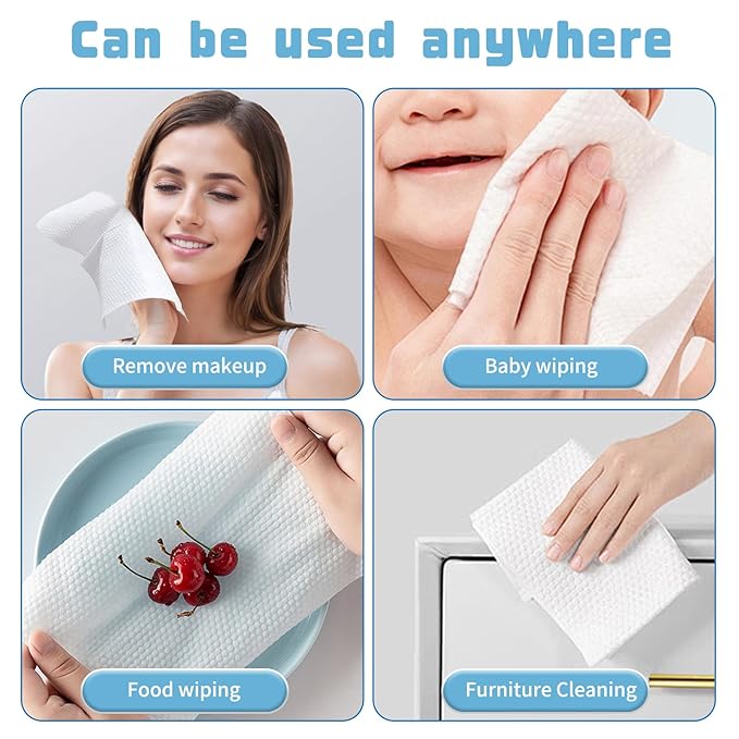 100 Count Disposable Face Towel, Biodegradable Facial Dry Wipes, Super Soft & - Image 5