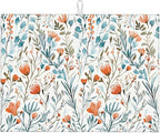 Burnt Orange Teal Floral Dish Drying Mats by Unknown