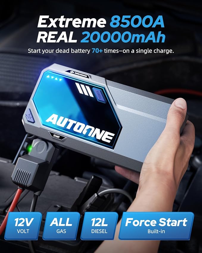 AUTOONE M5 8500A Car Jump Starter 12V Battery Jumper Starter Portable 168W DC - Image 3