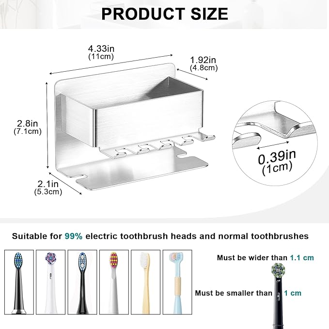 Toothbrush Head Holders, Electric Tooth Brush Head Holder, Adhesive Toothpaste - Image 9