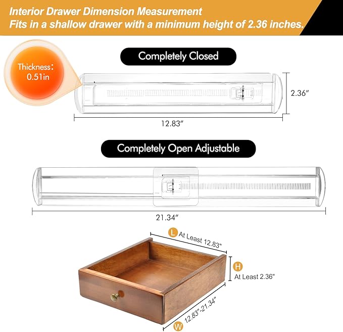 8 Pack Drawer Dividers for Clothes, 2.3" High 13"-21" Adjustable Drawer - Image 3