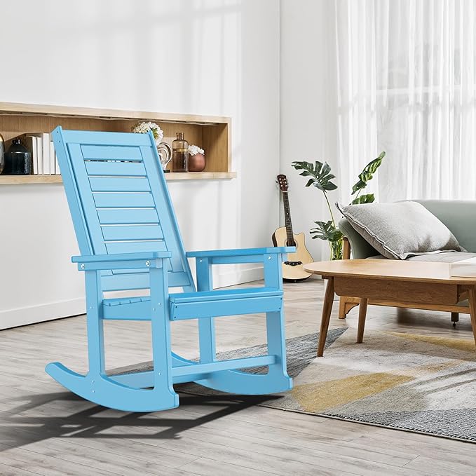 GREENVINES Outdoor Rocking Chairs | Set of 2 | Porch Rocker | HDPE Plastic | Arctic | Oversized Rockers | High Back | Big & Tall | Ladder Back | for Patio Outside Backyard Balcony Garden - Image 2