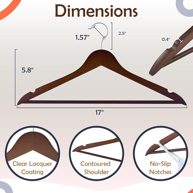 ELONG HOME Solid Wooden Hangers 30 Pack, Wood Suit Hangers - Image 7