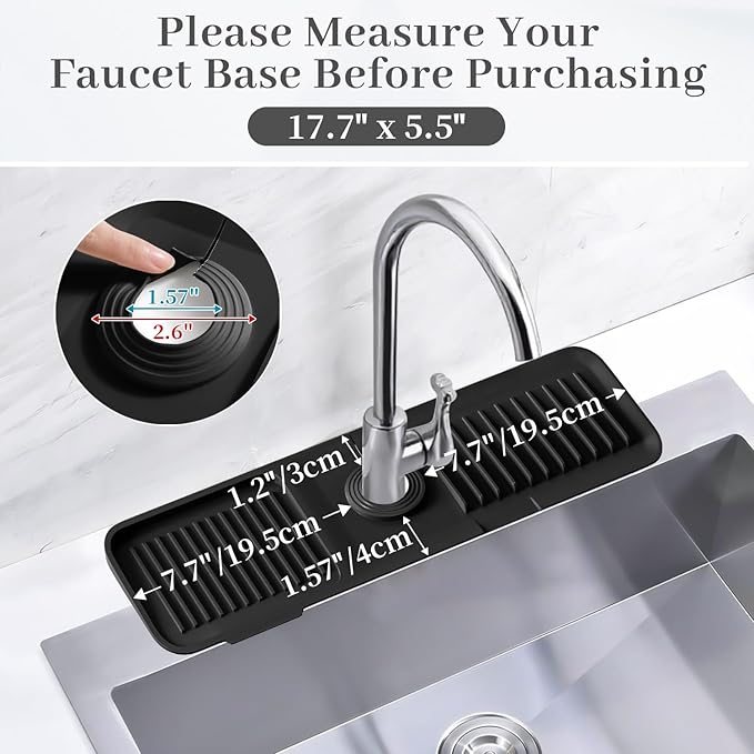 PoYang 17.7 Inch Faucet Mat for Kitchen Sink Splash Guard Behind Faucet - Image 2