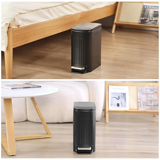 Slim Bathroom Trash Can Foot-Operated Stainless Steel Garbage Can - Image 7