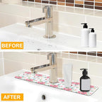 2 Pack Watercolor Floral Sink Faucet Absorbing Mat White Pink Flowers Super - Image 6