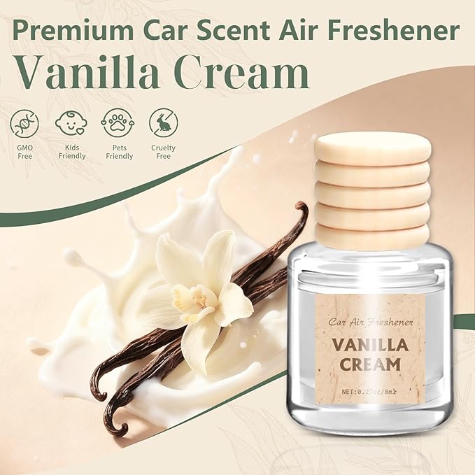 AROIC Hanging Car Air Freshener, 6 Pack Vanilla Cream Long Lasting & Refillable - Image 3