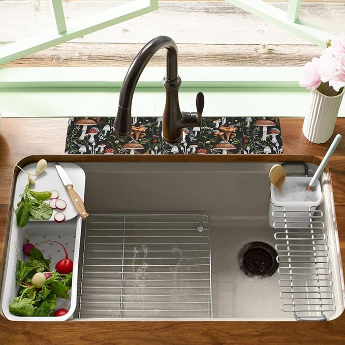 24.5" x 15.5" Dish Drying Mat & 24" x 5.5" Sink Splash Guard, Super Absorbent - Image 3