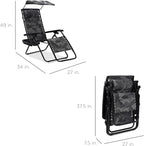 Best Choice Products Folding Zero Gravity Outdoor Recliner Patio Lounge Chair w/Adjustable Canopy Shade, Headrest, Side Accessory Tray, Textilene Mesh - Camouflage - Image 3