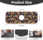 Capybara Doodle Botanical Circle Wildlife Kitchen Sink Splash Guard Faucet Mat - Image 2