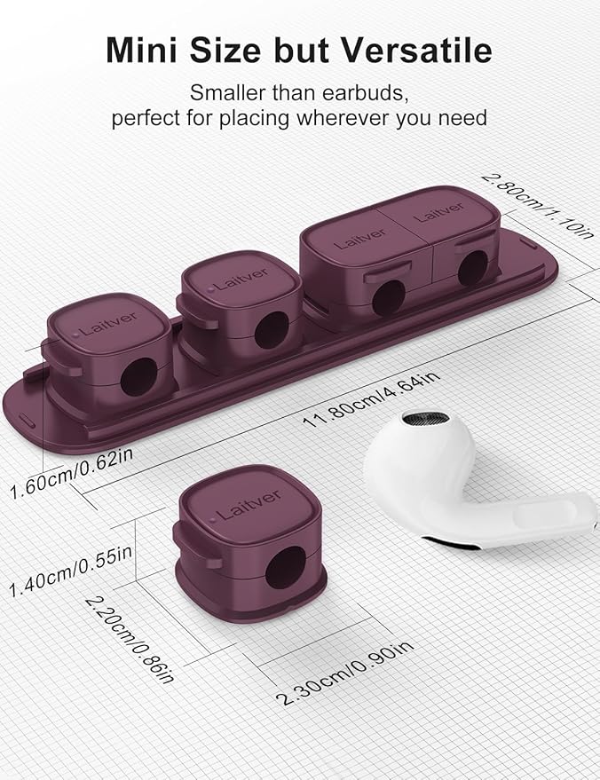 6 Pack Magnetic Cable Clips, Laitver Cord Organizer Holder Strong Adhesive Desk - Image 8