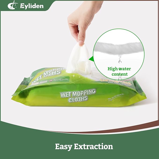 Eyliden 24-Count Disposable Wet Mop Pads Refills, Pre-Moistened - Image 3