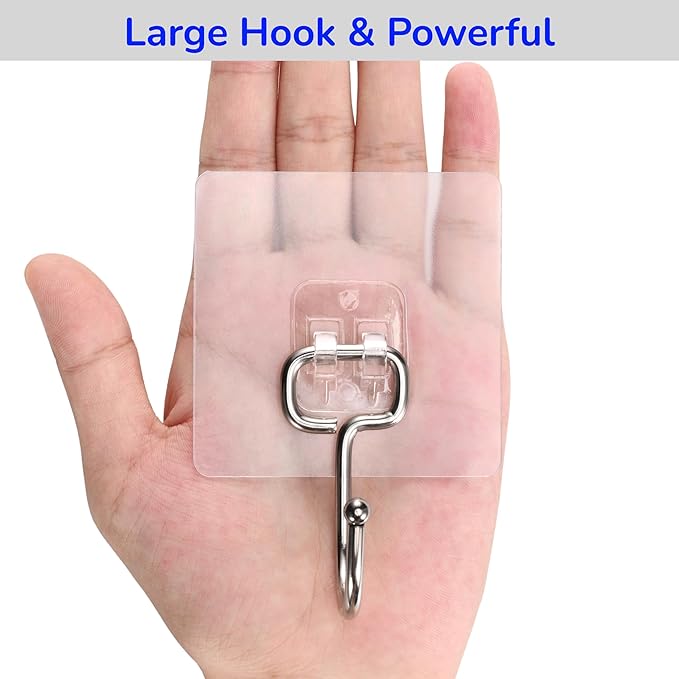 Large Adhesive Hooks, Transparent Waterproof Oil-Proof and Rustproof, Towel and - Image 2