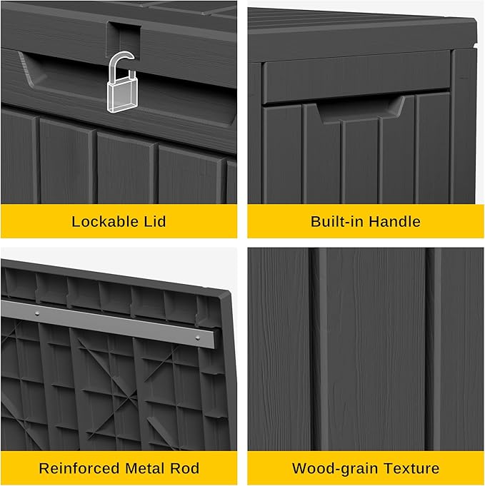 EAST OAK Outdoor Storage Box, 60 Gallon Deck Box Indoor and Outdoor Use, Black - Image 5