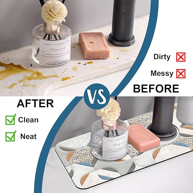 Ceramic Wall Tiles Sink Splash Guard Faucet Mat Moroccan Graphics Super - Image 6