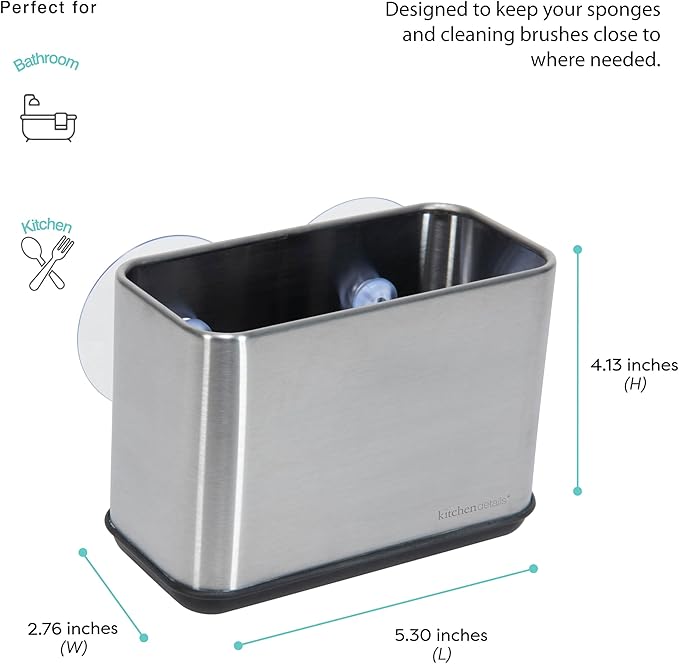 Kitchen Details Cup Sponge Holder/Basket, Space-Saving, in Stainless Steel - Image 3