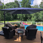 PURPLE LEAF Patio 9 Feet Cantilever Offset Umbrella with Base Outdoor Umbrella with 360-degree Rotation for Garden Deck Pool Patio Navy Blue by PURPLELEAF