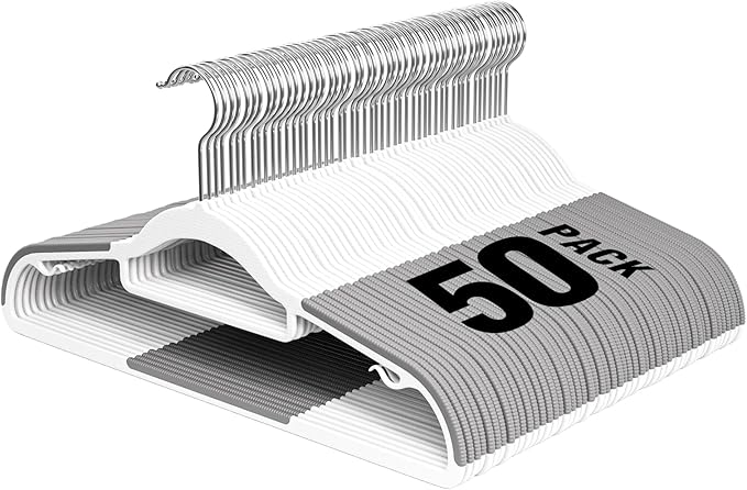 Plastic Hangers 50 Pack, 16.5 in Heavy Duty Clothes Hangers by UEAKPIC