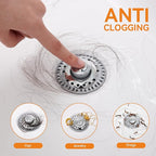 Bathroom Sink Stopper for 1.06"-1.65" Drain Holes, 2 in 1 Bath Sink Drain - Image 4