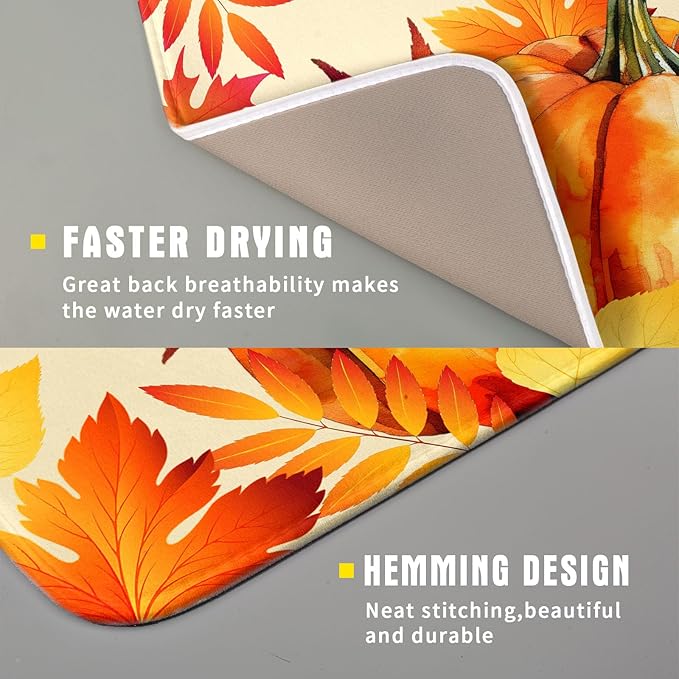 Autumn Pumpkin Maple Leaf Dish Drying Mat - Image 3