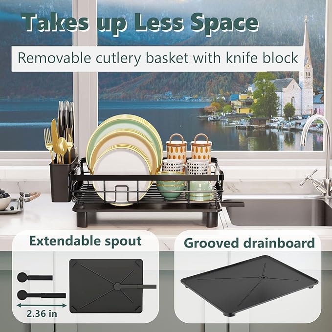 Iron Dish Drying Rack with Drainboard Dish Drainers - Image 3