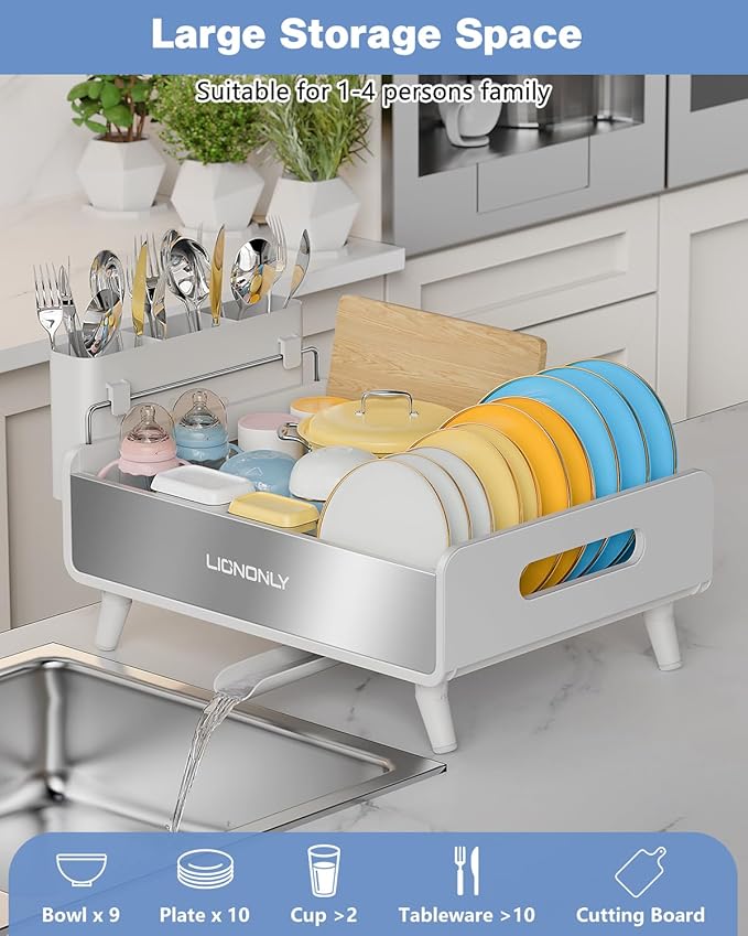 Dish Drying Rack, Thicker Premium Aluminum Frame and 304 Stainless Steel Plate - Image 5
