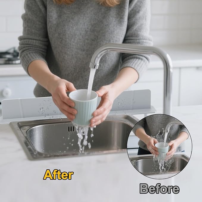 EEEKit Silicone Kitchen Sink Splash Guard, Sink Splash Protector - Image 3