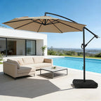 wikiwiki 10ft Patio Umbrella with Base Included, Outdoor Offset Cantilever Umbrella with Sandbag Base for Backyard, Garden and Pool, Easy to Tilt and Crank, Tan - Image 9