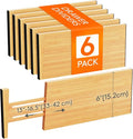 Lifewit 6" High 6 Pack Bamboo Drawer Dividers 33-42cm/13-16.5" Adjustable by Lifewit