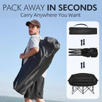 Double Camping Chair Padded Loveseat Chair for 2 Person - Heavy Duty Oversized Camping Couch for Adults Outdoor Sports Lawn Beach Portable Folding XL Chairs with Cup Holders and Carry Bag, All Black - Image 6