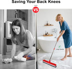 15.7 Inch Floor Scrub Brush Removable Stainless Steel Handle 2 in 1 Scrape - Image 6
