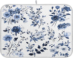Blue White Porcelain Flower Dish Drying Mat by BOENLE-WELCOMEYOURCOMING