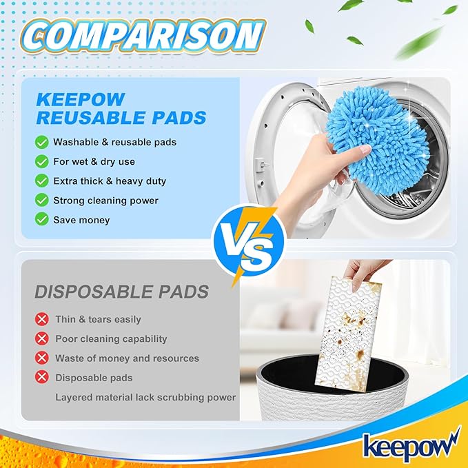 KEEPOW Reusable Microfiber Mop Pads Compatible - Image 7