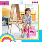 Delxo Folding Step Stool,11 Inch Non-Slip Foldable Step Stools for Kids and Adult,Portable Lightweight Small Folding Stool with Handle for Kitchen Bathroom in Pink,1 Pack - Image 4