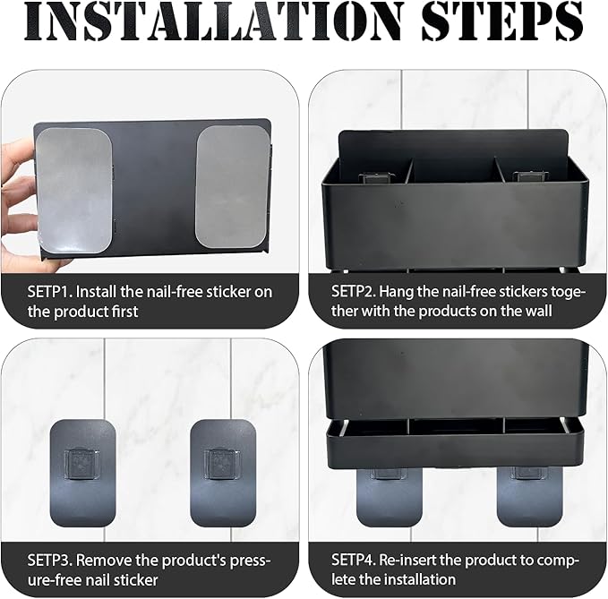 Black Aluminum Wall Mounted Electric Toothbrush Holder, No Drilling Required - Image 5