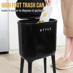 XPIY 4 Gallon Trash Can with Wheels and Lid, Modern Narrow Garbage Can with - Image 5