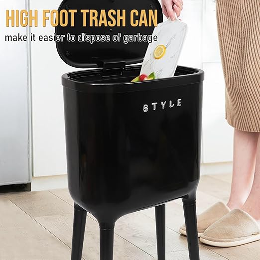 XPIY 4 Gallon Trash Can with Wheels and Lid, Modern Narrow Garbage Can with - Image 5